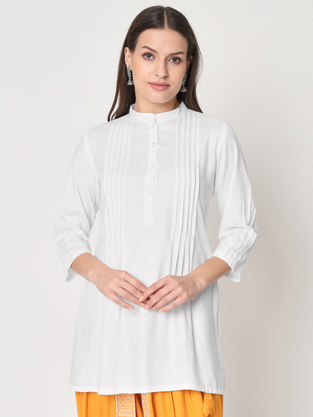 Viscose Solid Pintuck Kurti