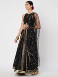 Dupion Hand Block Printed Bias Lehenga Set