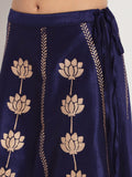 Dupion Hand Block Printed Lehenga Set