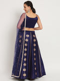 Dupion Hand Block Printed Lehenga Set