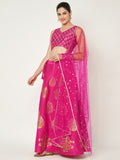 Dupion Hand Block Printed Bias Lehenga Set