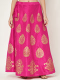 Dupion Hand Block Printed Bias Lehenga Set