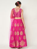 Dupion Hand Block Printed Bias Lehenga Set
