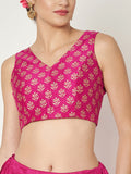 Dupion Hand Block Printed Bias Lehenga Set