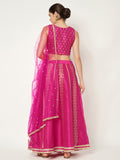 Dupion Hand Block Printed Bias Lehenga Set