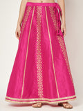 Dupion Hand Block Printed Bias Lehenga Set