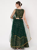 Dupion Block Printed Half and Half Lehenga Set