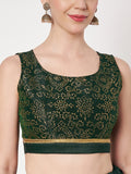 Dupion Block Printed Half and Half Lehenga Set