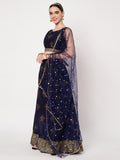 Dupion Hand Block Printed Bias Lehenga Set