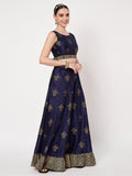 Dupion Hand Block Printed Bias Lehenga Set