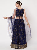 Dupion Hand Block Printed Bias Lehenga Set