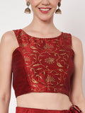 Dupion Block Printed kalidaar Lehenga Set
