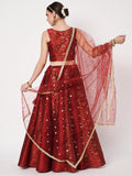Dupion Block Printed kalidaar Lehenga Set