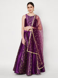 Dupion Block Printed kalidaar Lehenga Set