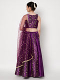 Dupion Block Printed kalidaar Lehenga Set