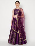 Dupion Block Printed kalidaar Lehenga Set