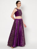 Dupion Block Printed kalidaar Lehenga Set