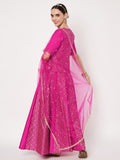 Silk Blend Block Printed Kalidaar Lehenga Set
