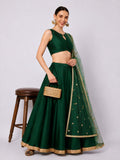 Silk Blend Embellished Bias Lehenga Set