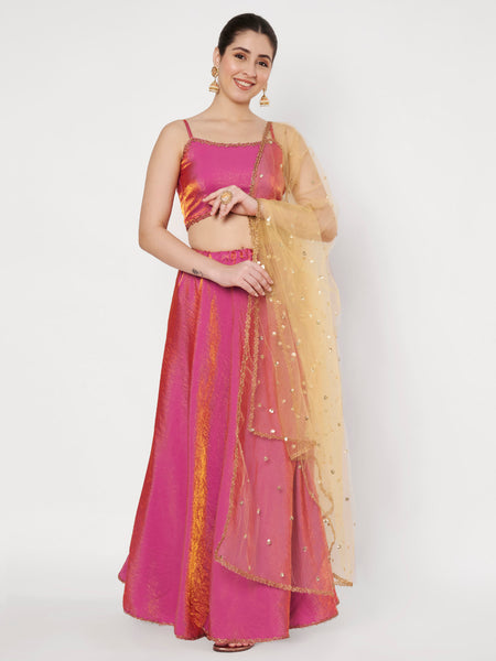 Silk Blend Embellished Bias Lehenga Set