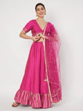 Silk Blend Printed Ruffle Lehenga Set