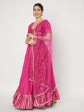 Silk Blend Printed Ruffle Lehenga Set