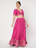 Silk Blend Printed Ruffle Lehenga Set