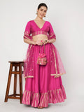 Silk Blend Printed Ruffle Lehenga Set
