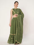 Georgette Embroidered Tiered Lehenga Set