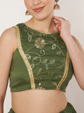 Georgette Embroidered Tiered Lehenga Set