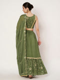 Georgette Embroidered Tiered Lehenga Set