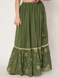 Georgette Embroidered Tiered Lehenga Set