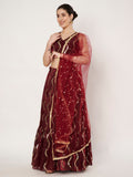 Silk Blend Embroidered Tiered Lehenga Set