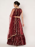 Silk Blend Embroidered Tiered Lehenga Set