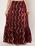 Silk Blend Embroidered Tiered Lehenga Set