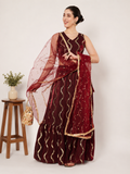 Silk Blend Embroidered Tiered Lehenga Set