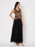 Silk Brocade Draped Lehenga Set