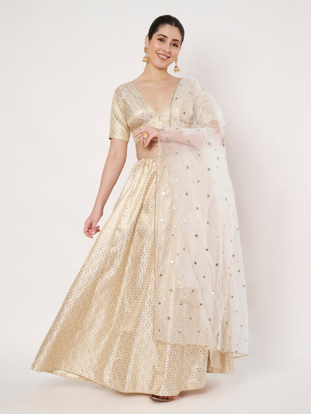 Silk Brocade Kalidaar Lehenga Set