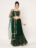 Georgette Embroidered Tiered Lehenga Set
