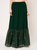 Georgette Embroidered Tiered Lehenga Set