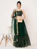 Georgette Embroidered Tiered Lehenga Set