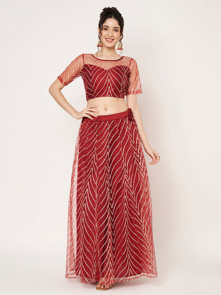 Net Gota Embroidered Kalidaar Lehenga Set
