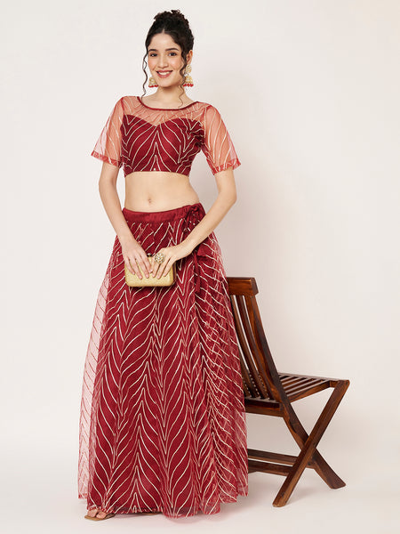 Net Gota Embroidered Kalidaar Lehenga Set
