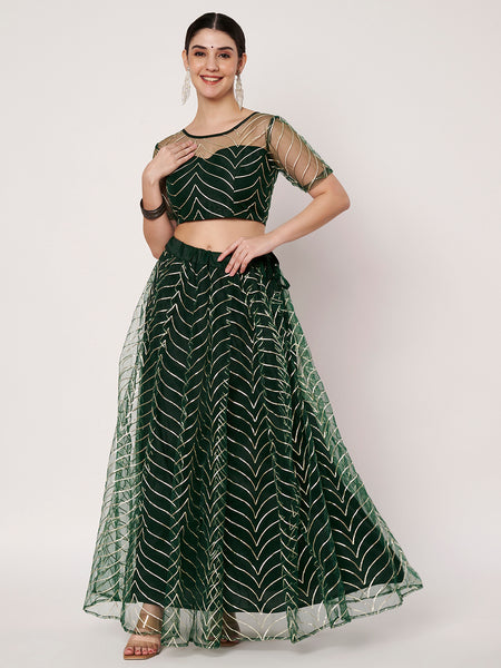 Net Gota Embroidered Kalidaar Lehenga Set