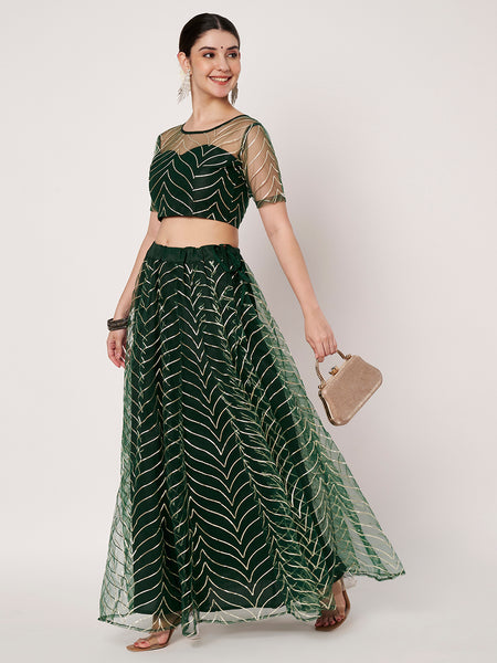 Net Gota Embroidered Kalidaar Lehenga Set