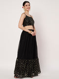 Georgette Embroidered Tiered Lehenga Set