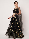 Georgette Embroidered Tiered Lehenga Set
