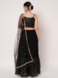 Georgette Embroidered Tiered Lehenga Set