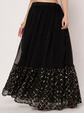 Georgette Embroidered Tiered Lehenga Set