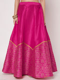 Dupion Block Printed Half and Half Lehenga Set